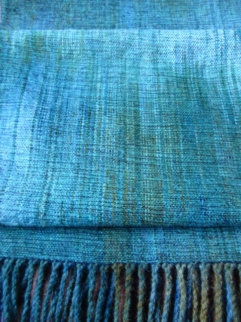 Hand painted warp Shawl on 4 shaft loom